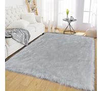 Latepis Tappeto 120x180 cm Grigio in Pelle Sintetica Lavabile in Pelle di Pecora Soggiorno Corridoio Morbido Camera da Letto Caldo Tappeto