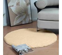 Latepis Tappeto Beige Rotondo 120 cm Tappeto Morbido Pelo Corto Camera Da Letto Peloso Soggiorno Carpet Aspetto Pelliccia