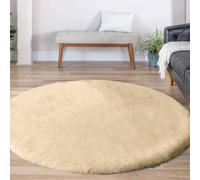 Latepis Tappeto Beige Rotondo 150 cm Tappeto Peloso Pelo Corto Camera Da Letto Soggiorno Rug Aspetto Pelliccia