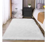 Latepis Tappeto Bianco Lavabile 90x150 cm Pelle di Pecora Sintetica Tappeto Camera da Letto Morbido Soggiorno