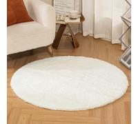 Latepis Tappeto Bianco Rotondo 120 cm Pelo Medio-corto Peloso Morbido Tappeti Soggiorno Moderno Camera da Letto Cameretta Lavabile