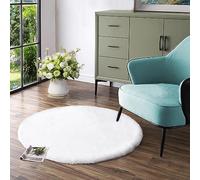 Latepis Tappeto Bianco Rotondo 120 cm Tappeto Morbido Pelo Corto Camera Da Letto Peloso Soggiorno Carpet Aspetto Pelliccia