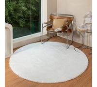 Latepis Tappeto Bianco Rotondo 150 cm Morbido Peloso Pelo Medio-corto Tappeti Salotto Moderno Cameretta Camera da Letto Lavabile