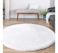 Latepis Tappeto Bianco Rotondo 180 cm Tappeto Camera Da Letto Pelo Corto Peloso Morbido Salotto Carpet Aspetto Pelliccia