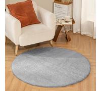 Latepis Tappeto Grigio Rotondo 120 cm Pelo Medio-corto Peloso Morbido Tappeti Soggiorno Moderno Camera da Letto Cameretta Lavabile