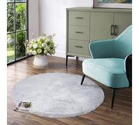 Latepis Tappeto Grigio Rotondo 120 cm Tappeto Morbido Pelo Corto Camera Da Letto Peloso Soggiorno Carpet Aspetto Pelliccia