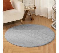 Latepis Tappeto Grigio Rotondo 90 cm Peloso Morbido Pelo Medio-corto Tappeti Salotto Moderno Camera da Letto Cameretta Lavabile