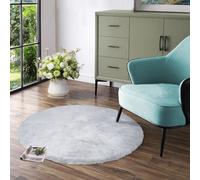 Latepis Tappeto Grigio Rotondo 90 cm Tappeto Camera Pelo Corto Peloso Salone Morbido Rug Aspetto Pelliccia