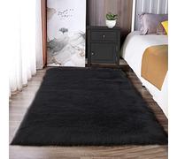 Latepis - Tappeto in pelliccia sintetica morbida e soffice, nero, 3x4, per camera da letto, lavabile, tappeto soffice e lussuoso per soggiorno, tappeto bohemien, decorazione di lusso per la casa
