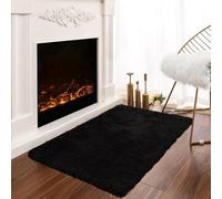 Latepis Tappeto Nero Peloso Morbido 60x90 cm Pelo Medio-corto Tappeti Salotto Moderno Camera da Letto Cameretta Lavabile