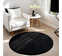 Latepis Tappeto Nero Rotondo 90 cm Peloso Morbido Pelo Medio-corto Tappeti Salotto Moderno Camera da Letto Cameretta Lavabile