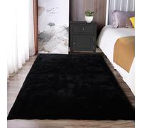 Latepis Tappeto Nero Tappeto Morbido 90x150 cm Salotto Camera Da Letto Moderno Peloso Carpet Aspetto Pelliccia