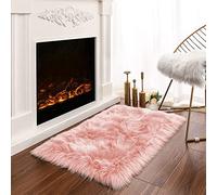 Latepis Tappeto Rosa 60x90 cm Morbido Pelle di Pecora Sintetica lavabile Piccolo Camera da Letto Caldo Tappeto Moderno