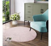 Latepis Tappeto Rosa Rotondo 90 cm Tappeto Camera Pelo Corto Peloso Salone Morbido Rug Aspetto Pelliccia