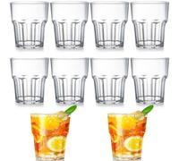 LATERN 10 Pezzi Bicchieri in Plastica Acrilica, 250ml Calici in Acrilico Infrangibili Impilabili Bicchieri in Plastica Trasparente Riutilizzabili Senza BPA per Cocktail Picnic Festa Succo Whisky Vino