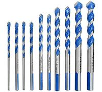 LATERN 10 pezzi Set di punte da trapano in Metallo duro di professionali per Muratura, Mattoni, Piastrelle, Legno, Plastica, Lamiere Metalliche (6, 8, 10, 12 mm)