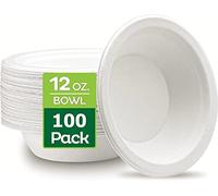 LATERN 100 Pezzi Ciotole di Carta Usa e Getta, 360ml Bianco, Rigide in Bagassa 100% Biodegradabile Compostabile Ciotole di Canna da Zucchero per Uso Quotidiano Ristoranti BBQ Party (13,5 x 4cm)