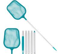 LATERN 150CM Skimmer per Piscina, Rete per Foglie da Piscina a Maglia Fine Borsa Profonda Resistente Rastrello per Foglie con Asta Telescopica in Alluminio per Giardino Stagno Terme Fontana Acquario