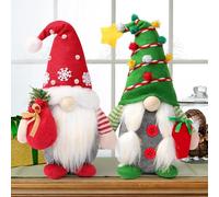 LATERN 2 Pezzi Bambole di Peluche Gnomo di Natale, Tomte Svedese Natalizio Fatto a Mano Cappello da Albero di Natale Seduto Gonk Bambola Elfo Nano per Caminetti Natale Festa Arredamento (31cm x 15cm)