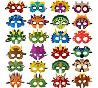 LATERN 24 Pezzi Maschere di Dinosauro in Feltro, Maschere per Bambini Maschera per Feste di Animali Riempitrici per Sacchetti per Feste Vesti Maschera per Cosplay per Masquerade Compleanni Giungla
