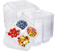 LATERN 25 Pezzi Scatola per Snack Bento, 16CM x 16CM Contenitori per Conservazione Alimenti Impilabili a 4 Scomparti Scatola per Preparazione dei Pasti a Prova di Perdite per Scuola Lavoro Viaggio