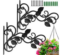 LATERN 4 Pezzi Staffe per Cestini Sospesi, 30CM x 18CM Foglie Gancio da Parete in Metallo Supporti Sospese per Esterni con Vite per Uccelli Mangiatoia, Lanterna, Campanello a Vento, Vaso di Fiori