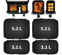 LATERN 4 Pezzi Teglie in Silicone per Friggitrice ad Aria, 2 Misure Rivestimenti Riutilizzabili per Tefal Easy Fry 5.2L/3.1L, Tower T17099 5.2L/3.3L, Lakeland 5L/3L, Salter 5.5L/3.5L, Altre