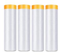 LATERN 4 Pezzi Telo Copritutto in Plastica per Imbianchino con Nastro Adesivo, 2,4M x 20M Rotoli di Pellicola Protettiva di Antipolvere Autoadesiva Trasparente per Mobili Auto Pavimento Parete