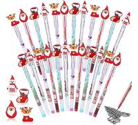 LATERN 40 Pezzi Natalizie Matite Impilabili, 18CM Matita Push Impilabile Multipunto Alce del Pupazzo di Neve Dell'albero di Natale di Babbo Natale Matite Preaffilate per Bomboniere (4 Stili)