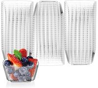 LATERN 50 Pezzi Tazze da Dessert in Plastica, 150ml Coppe da Dessert Quadrate Ripple Tazza di Antipasto Semifreddo Trasparente Ciotola da Portata Riutilizzabile per Mousse Budino Festa (8,3 x 6,3cm)