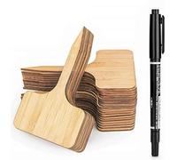 LATERN 50Pcs Bambù Etichette Per Piante, 10 X 6Cm To-type Targhette In Legno Per Piante Cartellini Ecologici Per Semi Di Erbe In Vaso Fiori Verdure - Con Pennarello
