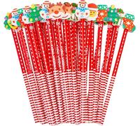LATERN 60 matite natalizie con 8 stili di gomme da cancellare, pupazzo di neve, Babbo Natale, renna, albero di Natale, matite per bambini, per riempire la calza della Befana, bomboniere