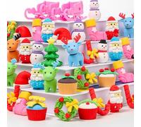 LATERN 60 Pezzi 3D Gomme da Cancellare Natalizie, Gomme da Cancellare Puzzle Assemblabili Babbo Natale Renna Pupazzo di Neve Albero di Natale Gomma per Natale Regalo Festa Bomboniere Aula Ricompensa