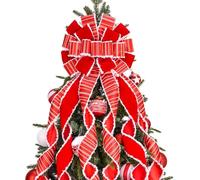 LATERN Rosso Fiocco Puntale per Albero di Natale, 30CM x 115CM Grande Fiocco Natalizio in Velluto Cappello con Bianco Conbordo e Striscia per Natale Albero Camino Ghirlanda Porta Casa Decorazioni