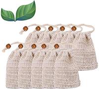 LATERN Sacchetti di Sapone, 10 Pezzi sisal Sacchettino per Sapone, Naturale Lino Antiscivolo Sapone Bag Pouch per Doccia Massaggio Esfoliante Promuove la Circolazione del Sangue