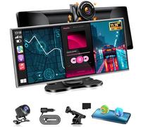 Latest 11.26" Cordless Car Play Display with Android Auto, 4K Dash Cam, 1080P Backup Camera, Carplay Voice Control, GPS, and Mirror Link - Fits for All Vehicles