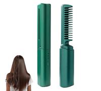 Latest Hairdressing Comb, 2025 Ceramic Hair Dressing Comb, Mini Dual Purpose Curling Iron Smooth Straight, Cordless 2-in-1 Touch Up Combs for Less Frizz, Shines Smooth (Green)