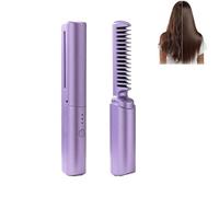 Latest Hairdressing Comb, 2025 Ceramic Hair Dressing Comb, Mini Dual Purpose Curling Iron Smooth Straight, Minis Dual Purpose Curling iron, Rechargeable Mini Hair Straightener (Purple)
