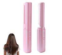 Latest Hairdressing Comb, 2025 Ceramic Hair Dressing Comb, Mini Dual Purpose Curling Iron Smooth Straight, Cordless 2-in-1 Touch Up Combs for Less Frizz, Shines Smooth (Pink)