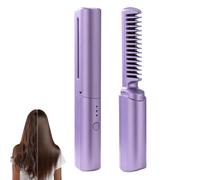 Latest Hairdressing Comb, 2025 Ceramic Hair Dressing Comb, Mini Dual Purpose Curling Iron Smooth Straight, Cordless 2-in-1 Touch Up Combs for Less Frizz, Shines Smooth (Purple)