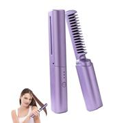 Latest Hairdressing Comb, Ceramic Hair Dressing Comb, Portable Hair Straightener Cordless 2-in-1 Touch-Up Brushes for Less Frizz, USB Charging (Purple)