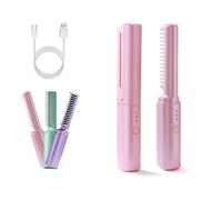 Latest Hairdressing Comb, Latest Hairdressing Comb for Woman, Rechargeable Mini Hair Straightener, for Less Frizz, Shines & Smooth (Pink)