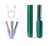 Latest Hairdressing Comb, Latest Hairdressing Comb for Woman, Rechargeable Mini Hair Straightener, for Less Frizz, Shines & Smooth (Green)