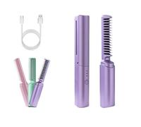 Latest Hairdressing Comb, Latest Hairdressing Comb for Woman, Rechargeable Mini Hair Straightener, for Less Frizz, Shines & Smooth (Purple;)