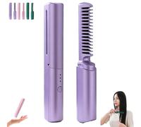 Latest Hairdressing Comb, Literalous Comb with 3 Temp Settings, USB Charging, Portable Wireless 2-in-1 Touch-Up Combs (Purple)