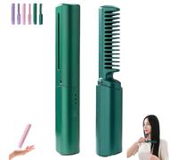 Latest Hairdressing Comb, Literalous Comb with 3 Temp Settings, USB Charging, Portable Wireless 2-in-1 Touch-Up Combs (Green)