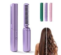 Latest Hairdressing Comb, Mini 2-in-1 Hairdressing Comb, Ceramic HairdressComb for Shines & Smooth, Wireless Hair Straightener Brush (Purple)