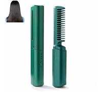 Latest Hairdressing Comb, Portable Curly and Straightening Comb, Hairdressing Combs, Rechargeable Mini Hair Straightener, 2-in-1 Portable Curling, Create a hairstyle that suits oneself (Green)