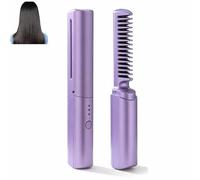 Latest Hairdressing Comb, Portable Curly and Straightening Comb, Hairdressing Combs, Rechargeable Mini Hair Straightener, 2-in-1 Portable Curling, Create a hairstyle that suits oneself (Purple)