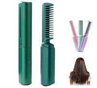 Latest Hairdressing Comb, Portable Hair Straightener Cordless, Rechargeable Mini Hair Straightener, 2-In-1Hairdressing Combs, for Less Frizz, Shines & Smooth (Green)